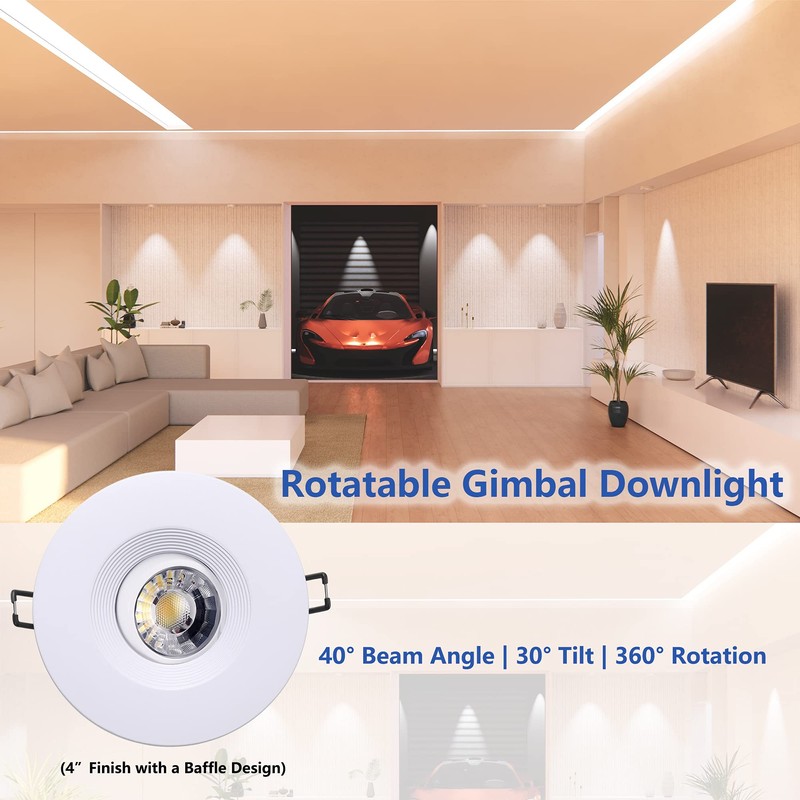POPANU Premium Canless Recessed Gimbal Downlight Rotatable-Spotlight 5 CCT 4