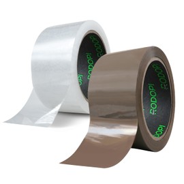 RODOPI FixBox Parcel Tape 50 mm x 66 m Brown & Transparent Packing Tape for Hand Dispenser Packaging Tape for Moving Boxes or Shipping