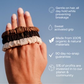 Eco-Friendly Hair Ties – NO Damage, Plastic-Free, Made from Upcycled Pineapple Fiber – Organic, Gentle for All Hair Types (3-Pack: Black, White, Brown)