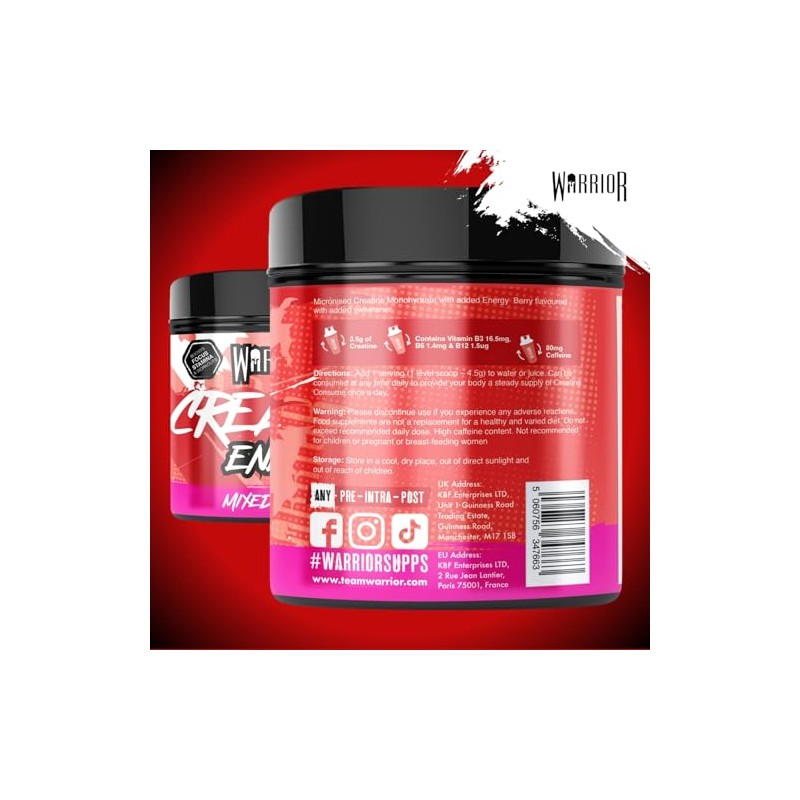 Warrior Creatine Monohydrate Powder + Energy 360g (80 Servings) –