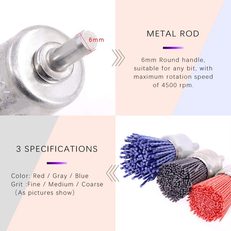 Swpeet 3Pcs 1Inch 25mm Nylon Filament Abrasive Wire Brush End