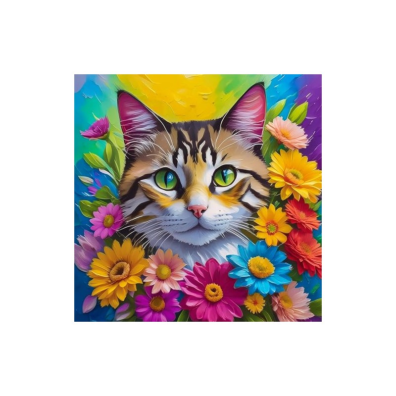 Fabric Panel 8"x8" Cat 100% Cotton Quilting Sewing Square AM2475