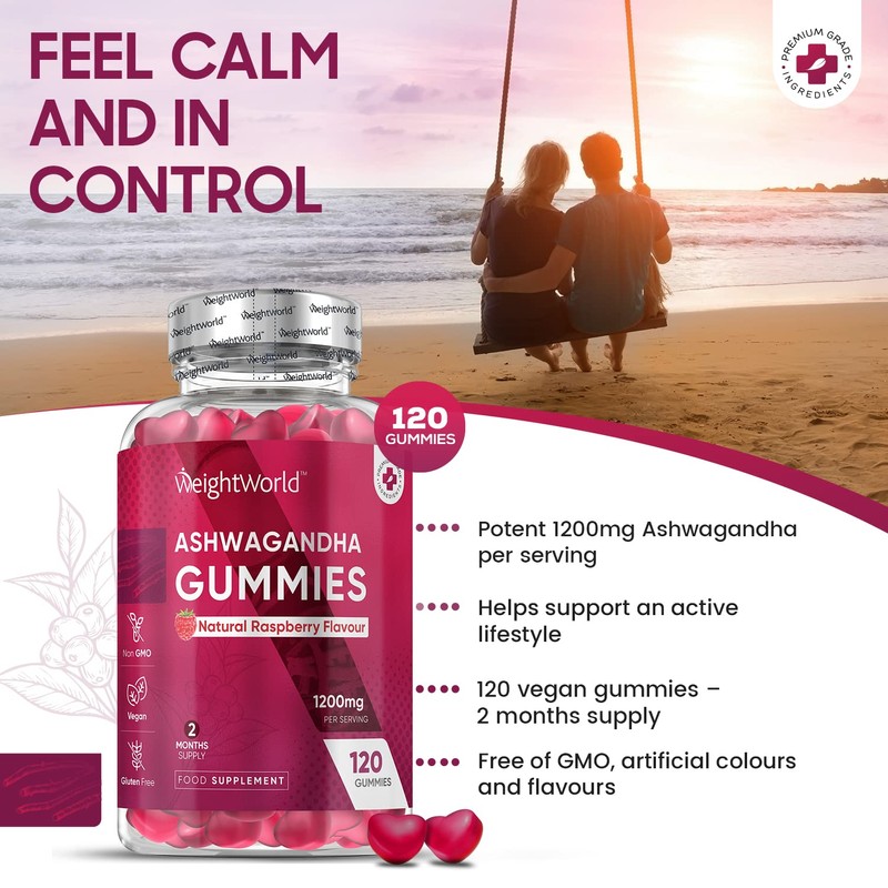 Ashwagandha Gummies 1200mg - 120 Vegan Gummies - 2 Months