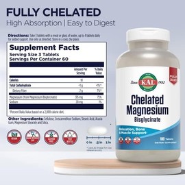 Kal Chelated Magnesium Bisglycinate Supplement for Relaxation