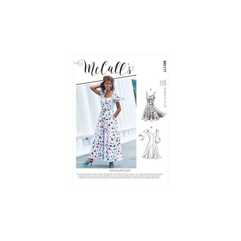 McCall's M8177A5 Ladies Princess Hem Button Sewing Pattern M8177 Paper