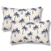 Navy Blue Palm Tree Lumbar Throw Pillow Covers Coastal Tropical