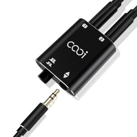 COOIDEA 3.5mm Stereo Audio Switcher, along with a 3.5mm audio cable, supports 1 input 2 outputs or 2 inputs 1 output, and is a 2-port AUX audio speaker selector for PC, mobile phone, and headphones