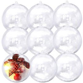10PK 80MM Clear Plastic Fillable Ornaments,Transparent DIY Craft Ball,Clear DIY Christmas Ornament Large Sizes for Wedding,Party,Home Decor (10)