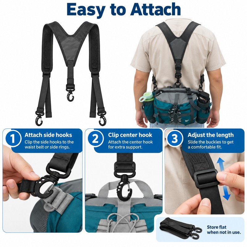 Y-Shaped Adjustable Tool Belt Suspenders for Men, Heavy Duty Work
