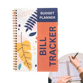 Bill Payment Tracker Notebook with Spiral Binding and Back Pocket – for Financial Tracking Home Finance & Monthly Bill Payment Organizer (Sunset Leaves)
