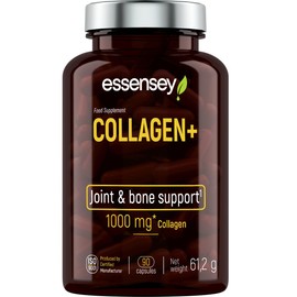 ESSENSEY - Kollagen I 1000 mg pro empfohlene Tagesdosis I 90 Kapseln I Vitamin C 61 mg I Hydrolysiertes Kollagen Typ I SOLUGEL® I 45 Tagesdosen I Leicht zu schlucken