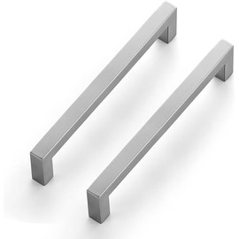 Fanruier 10 Pieces Square Brushed Black Aluminium Alloy Cabinet Door Handle, Kitchen Cupboard, Drawer, Wardrobe, Pull-Out Handle (Nickel, 160 mm)
