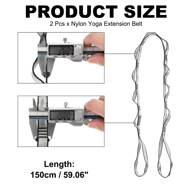 PATIKIL 22KN Adjustable Daisy Chain Yoga Extended Belt 1.5M 2PCS