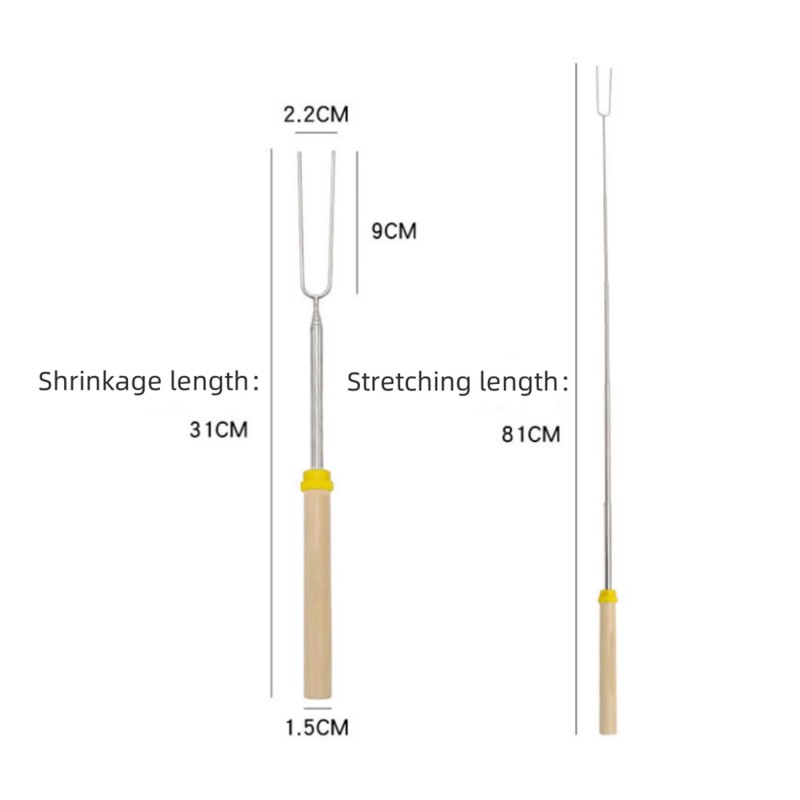 HRLORK 10 Pack Marshmallow Toasting Forks Stainless Telescoping Barbecue Forks