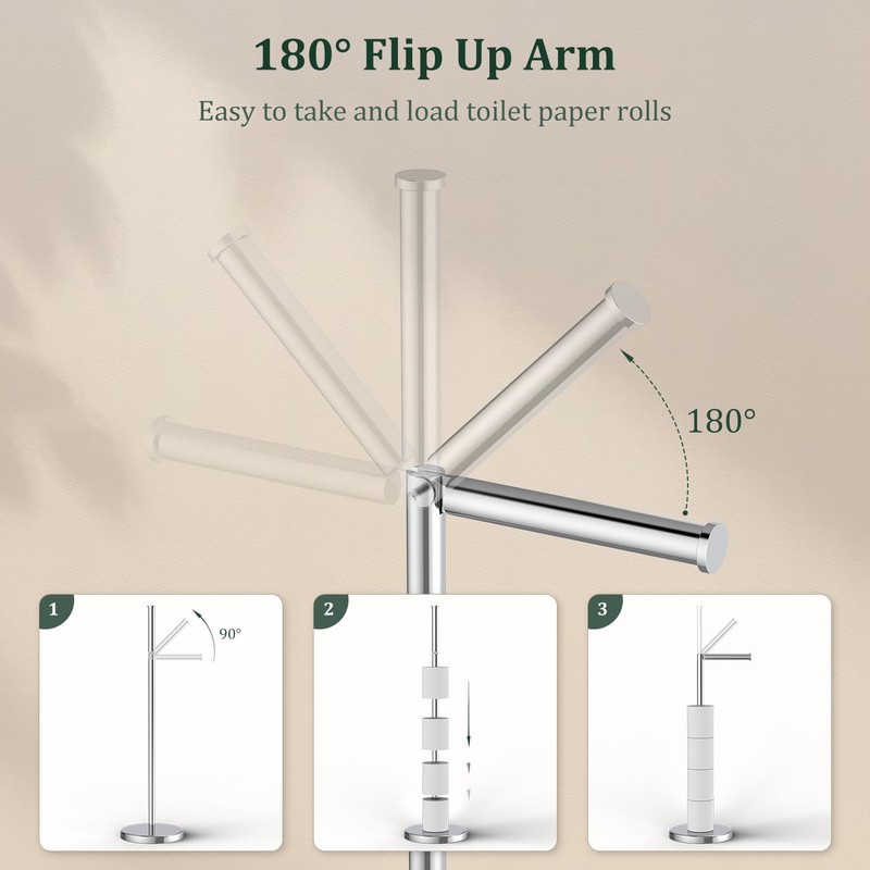 Toilet Paper Holder Stand, Freestanding Tissue Roll Holder for Bathroom,