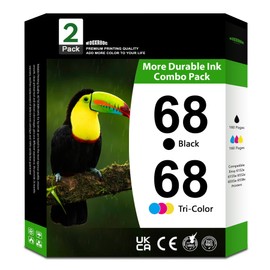 68 Ink Cartridges Combo Pack - 1 Black & 1 Color Replacement for HP 68 Envy 6152e, 6155e, 6552e, 6555e, 6558e Printers 2-Pack (1 Black / 1 Tri-Color)