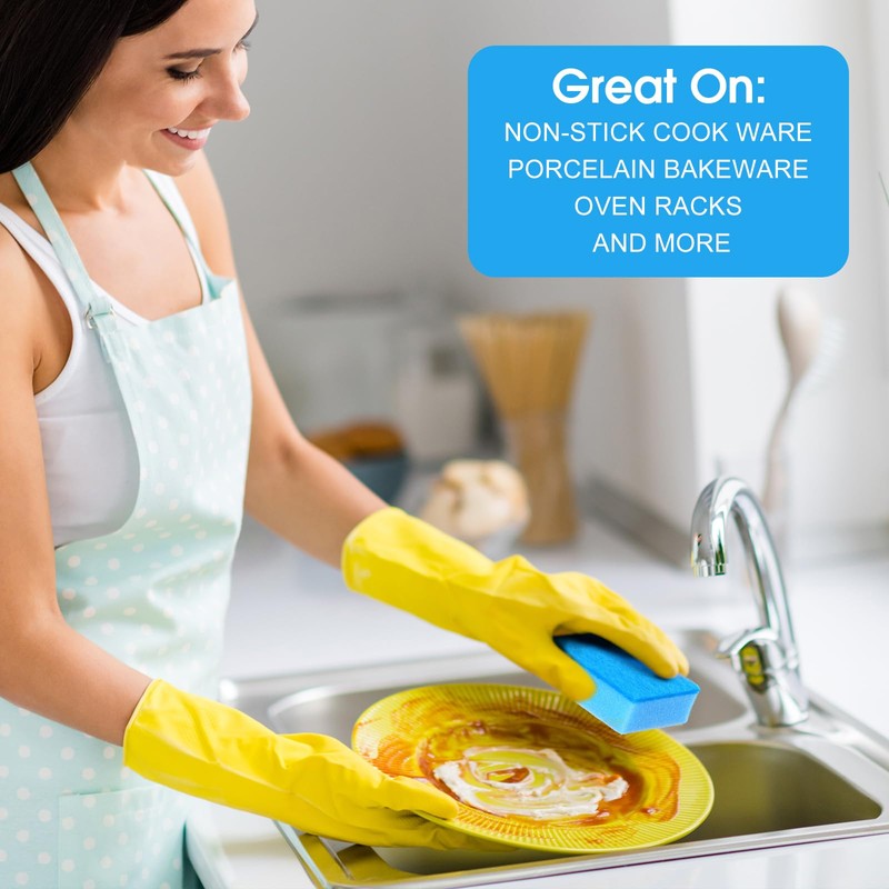 Tioncy 100 Pcs Individually Wrapped Sponges Kitchen Bulk Blue Dish