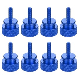 sourcing map 8Pcs M3x10 Aluminum Thumb Screws, 12x20mm(ODxH) Computer Case Thumb Screws for PC Side Panel Motherboard Mounting Screw, Sapphire