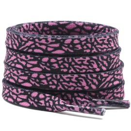 DELELE Leopard Print Flat Shoelaces: Black Pink Sneakers Shoe Laces 63 inch 2 Pair