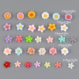 Pack of 100 3D Flowers Nails Colourful Small Flowers Nail Charms Colourful Flower Nail Charms Nails Accessories Resin Flower Nail Art Pendant 3D Gel Nail Art Rhinestones Nail Art Flower Decoration