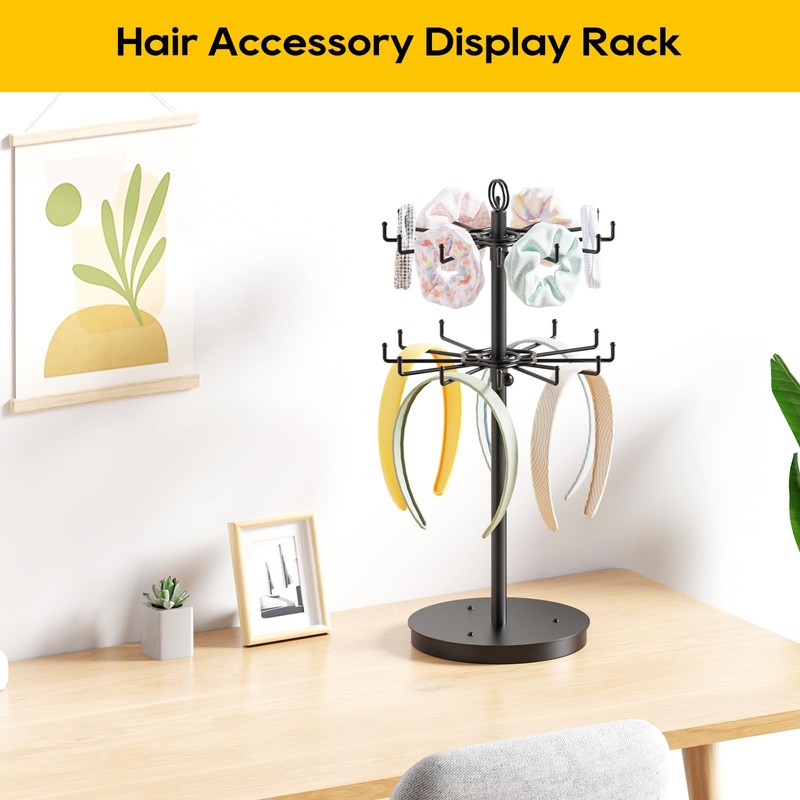 ORLESS 2 Tier Rotating Jewelry Display Stand, Keychain Display Stand