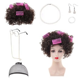 80s Outfit Women's Wigs Set 70s 80s Costume Women Vokuhila Wig 80s Accessories Cosplay Party Costume Fancy Costume Fancy Costume Fancy Dress Carnival 7 Pieces