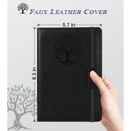 Biuwory Lined Journal Notebook for Women Men,256 Pages A5 Hardcover Leather Journals for Writing,Travel,Business,Work & School,College Ruled Notebooks for Note Taking,Diary Notepad 5.7"×8.3"(Black)