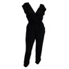 eVogues Plus Size Deep V-Neck Jumpsuit, S-black, 2X
