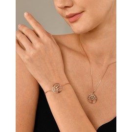 YL Tree Bracelet 925 Sterling Silver Tree of Life Link Bracelet ROse Gold Cubic Zirconia Jewelry for Women