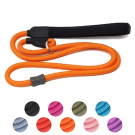 Strong Slip Rope Dog Training Leash (4ft) - Heavy Duty Durable Braided Nylon Lead with Rubber Stopper & Padded Handle - No Pull Walking Climbing for Medium Large Dogs