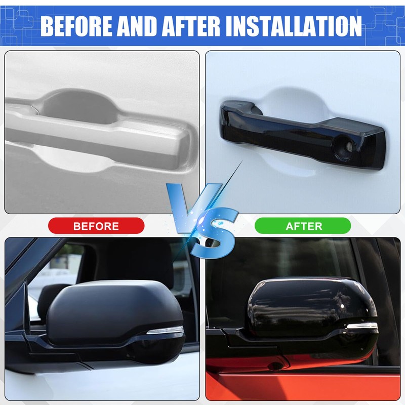 sportuli Black Vehicle Side View Mirror Covers Caps + Door