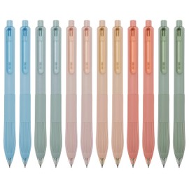 Linbsunne Gel Pens Black Ink Pens for Office 0.5mm Fine Point Pens Smooth Writing Retractable Work Pen (Macaron 12 pcs)