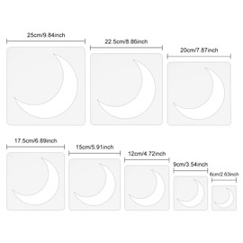SAVITA 16pcs Moon Stencils for Crafts, Moon Template Plastic Painting&Drawing Crescent Stencil Reusable Moon Stencils for Painting Home Decoration DIY Crafts