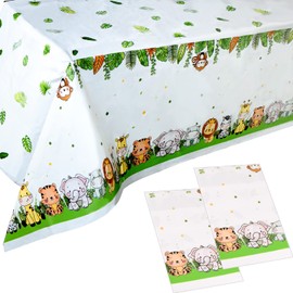 2 Pieces Jungle Animals Tablecloth, Safari Jungle Tablecloth, Children's Birthday Tablecloth, Animals, Forest Animals, Tablecloth, Plastic, Party Accessories, Tablecloth, Rectangular Plastic
