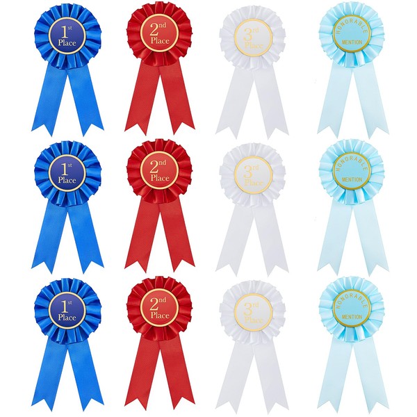 Lewtemi Award Ribbon Rosette Set 1st, 2nd, 3rd Place Ribbon