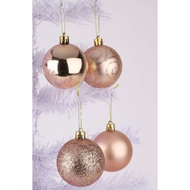 Christmas Concepts® Pack of 10-60mm Christmas Tree Baubles - Shiny, Matte & Glitter Decorated Baubles (Champagne Gold)