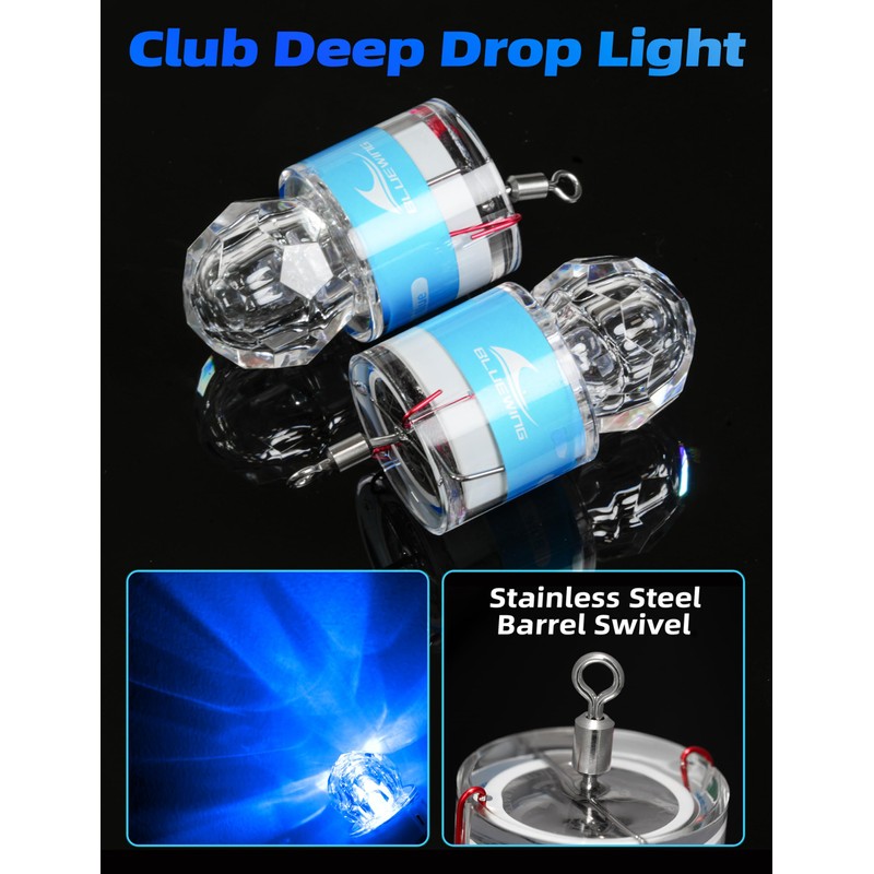 BLUEWING 2pcs Club Deep Drop Light Diamond Fishing Lamp 3X-5X