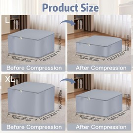 2-Pack Comforter Storage Bag - Large Capacity Blanket Storage Bags Ultra Space Saving Self Compression Organizer, Washable Compression Bags for Storage Comforter Blanket (Grey)