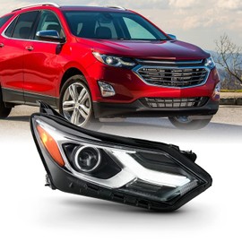 AKKON - Fits 2018 2019 2020 2021 Chevy Equinox [HID/Xenon Type] LED DRL Chrome Headlight Passenger Right Side Headlamp 18 19 20