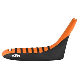 Enjoy Mfg Ribbed Seat Cover - Compatible Fit for 2000-2005 KTM 400 640 LC4 E (Black Rib) Logo #326 (Black/Orange/Black)