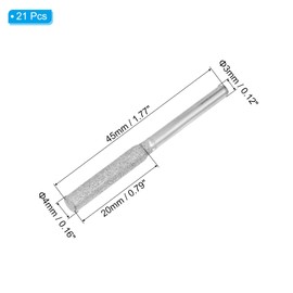 PATIKIL 21 Pcs Diamond Chainsaw Sharpener 5/32 Inch High Hardness Sharpening Stone Polishing Chainsaw Sharpening Kit Grinding File Tool for Chain Saw Stone Jewelry Wood, Silver(4mm)