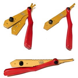 Cut Thraot Professsional Straight Edge Folding Razor Hair Trimming Shaving Folding Men's Red and Gold Razor