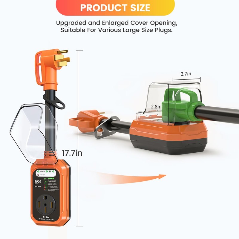 EyGde RV Surge Protector 50 Amp Waterproof, RV Circuit Analyzer