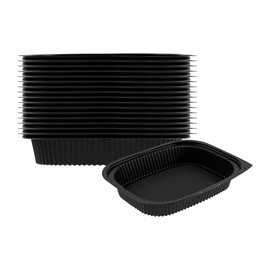 Restaurantware-RW Base 88 Ounce Food Containers, 100 Microwavable To Go Box - Durable, Stackable, Black, Plastic Rectangular Containers, Pack Hot And Cold Food, For Takeaway, Disposable