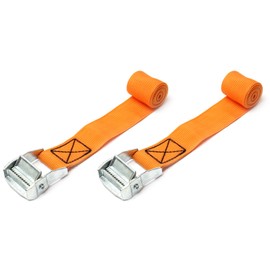 MroMax 1.5" Width x 2.62ft Length Lashing Straps Polypropylene Cam Buckle Lashing Straps 300Kg Load Cargo Tie Down Strap 38mm x 0.8M for Moving Cargo Orange Tone 2Pcs
