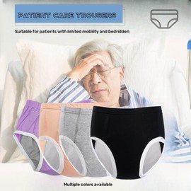 LAROTSUBA Unisex Adult Incontinence Pants，Waterproof Diaper Pants,Adult Cloth Diaper Cover,Incontinence Underwear Suitable for Bedridden,Elderly and Incontinent People（3PCS） Purple + Gray + Black,XXL