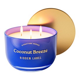 Hidden Label Coconut Breeze 3-Wick Aromatherapy Candle –18oz, 70-Hour Burn Time, 100% Natural Soy Wax, Luxury Home Scent & Décor for Women and Men