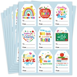 HOWAF 36pcs Thank You Teacher Stickers Name Stickers, Best Teacher Thank You Stickers Name Labels Thank You Tags Thankyou Teacher Appreciation Gift for Classroom Gifts, Apple Treats & School Events