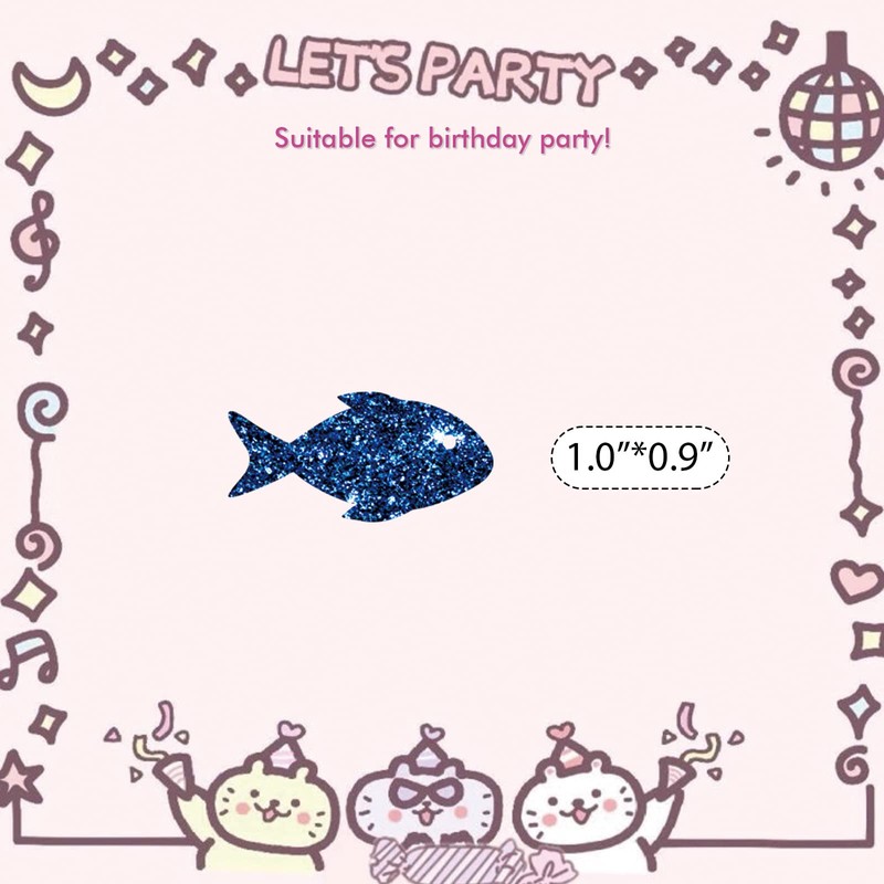 PINKAAJ Set of 100 Blue Glitter Fish Paper Confetti, Ocean
