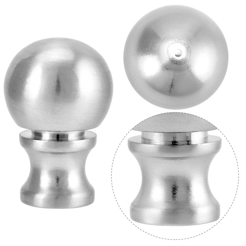 QWORK 4 Pack Dual-Thread Ball Lamp Finials, Silver Lamp Shade